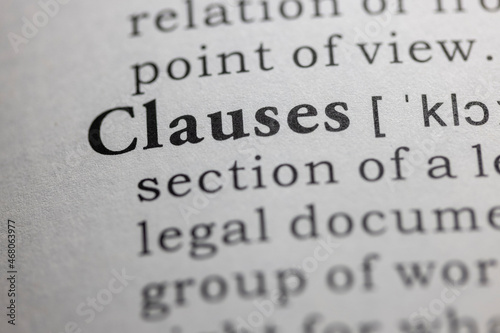 Foto Dictionary definition of clauses