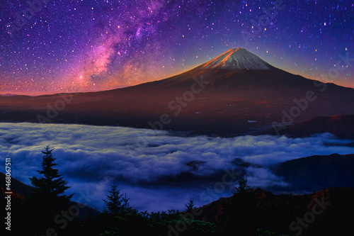 富士山と星空合成