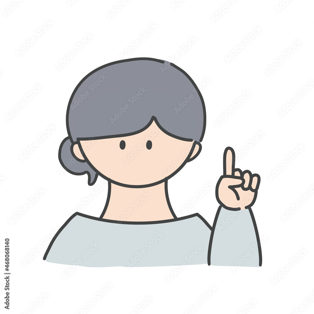 ポイントのポーズをしたの女の子のバストアップアイコンイラスト ポイントのポーズをしたの女の子のバストアップアイコンイラスト