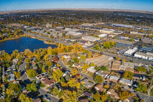 Aerial View of the Denver Suburb of Thornton, Colorado during Autumn