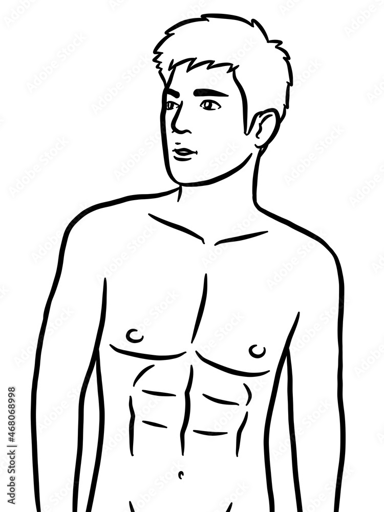 Fototapeta premium black and white of cute man cartoon for coloring