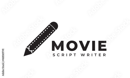 Movie Writer Film Stripes Logo Design Template Element