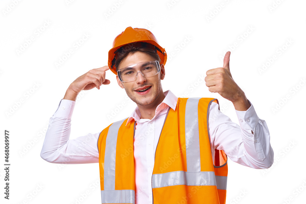 man in work uniform orange helmet safety professional work man in work uniform orange helmet safety professional work