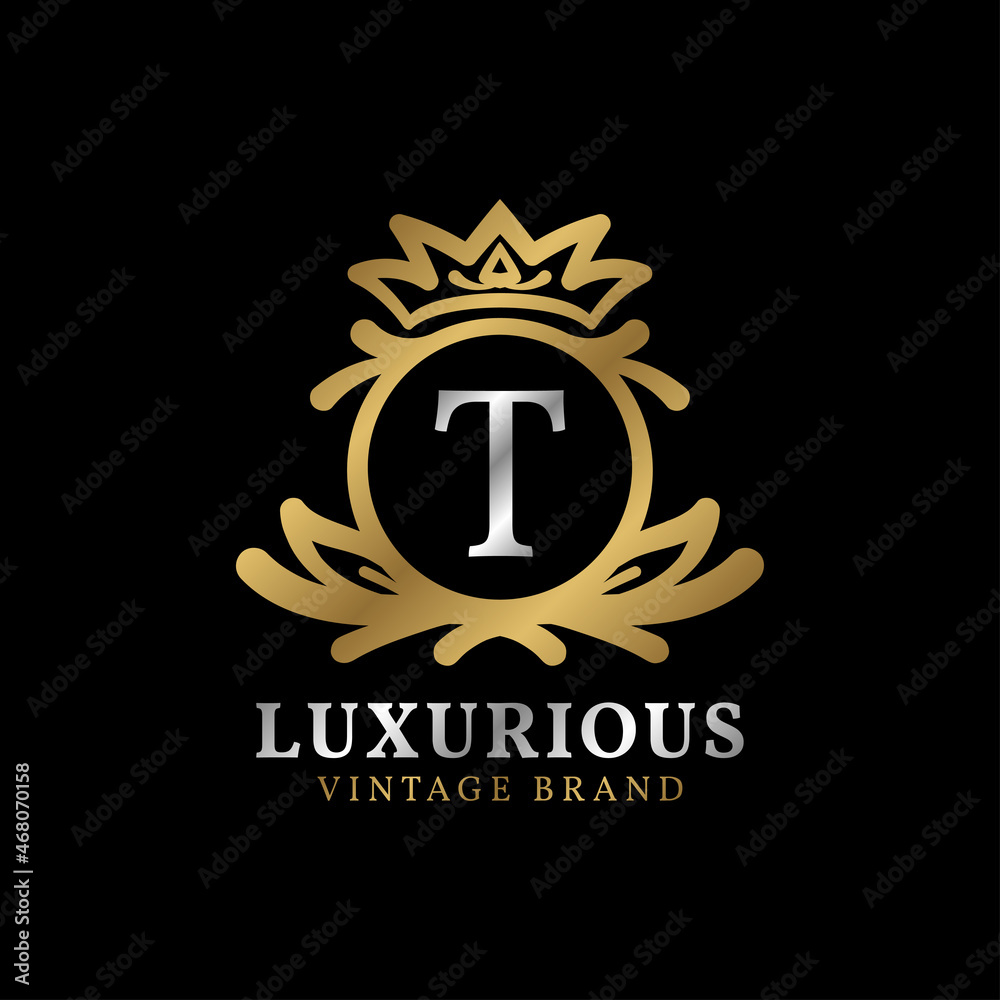 letter T with crown luxury crest for beauty care, salon, spa, fashion vector logo design letter T with crown luxury crest for beauty care, salon, spa, fashion vector logo design