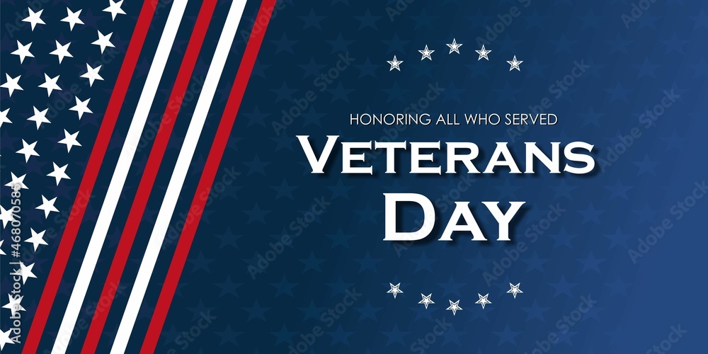 Veteran's day template.Honoring all who served. Veteran's day illustration with american flag patterns - obrazy, fototapety, plakaty 