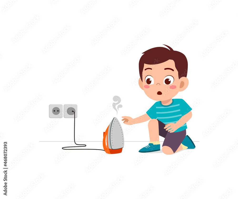 little boy curious to touch hot electric iron little boy curious to touch hot electric iron