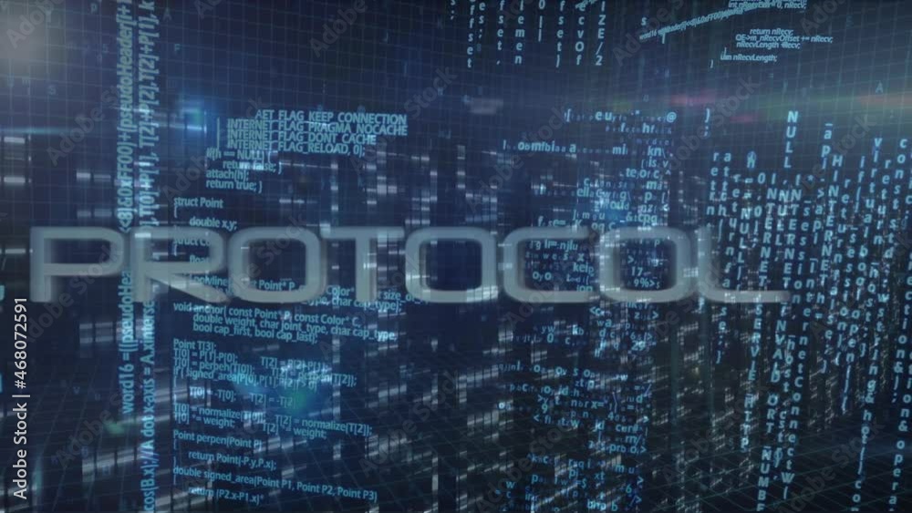 Animation of protocol text, binary coding and data processing over computer servers Animation of protocol text, binary coding and data processing over computer servers