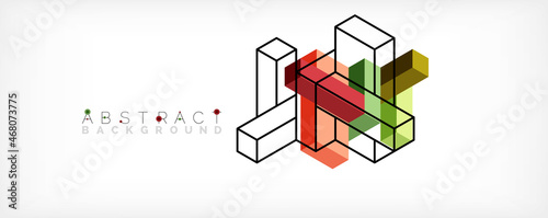 Abstract background. 3d cubes, cubic elements and blocks. Techno or business concept for wallpaper, banner, background, landing page