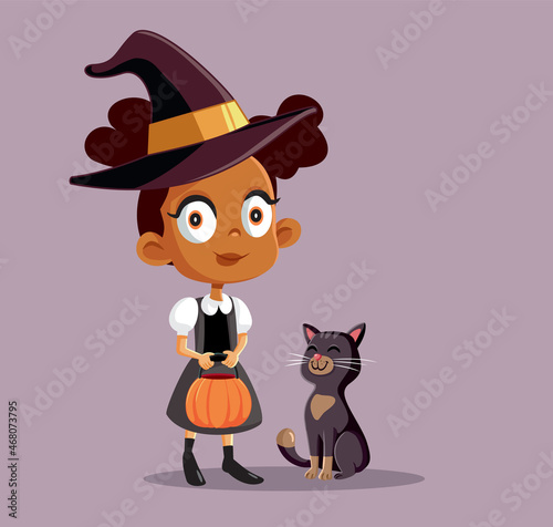 Cute Little Girl Wearing a Halloween Costume