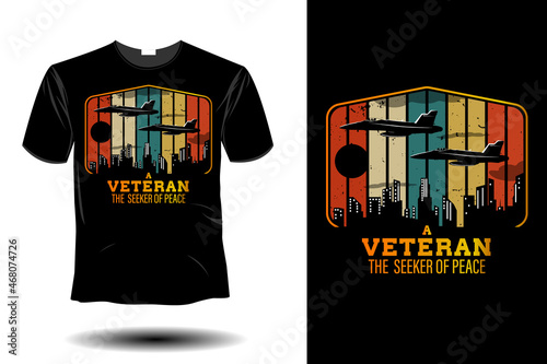a veteran the seeker of a peace mockup retro vintage design