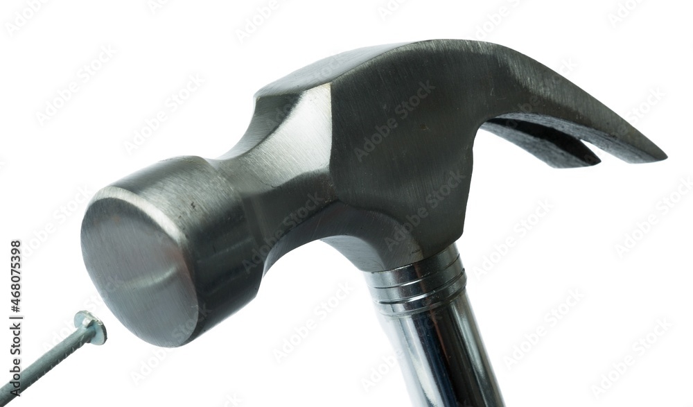 claw hammer with an iron nail claw hammer with an iron nail