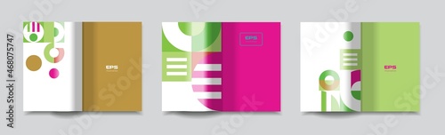 Booklet, brochure or teamlet template with design. A set of different backgrounds for print sheets.