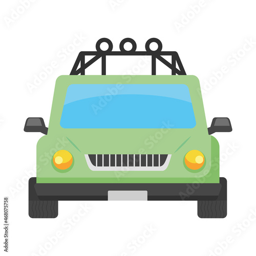 green car front view