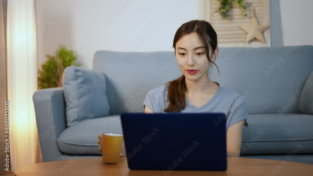 ノートパソコンを使う若い女性 ノートパソコンを使う若い女性