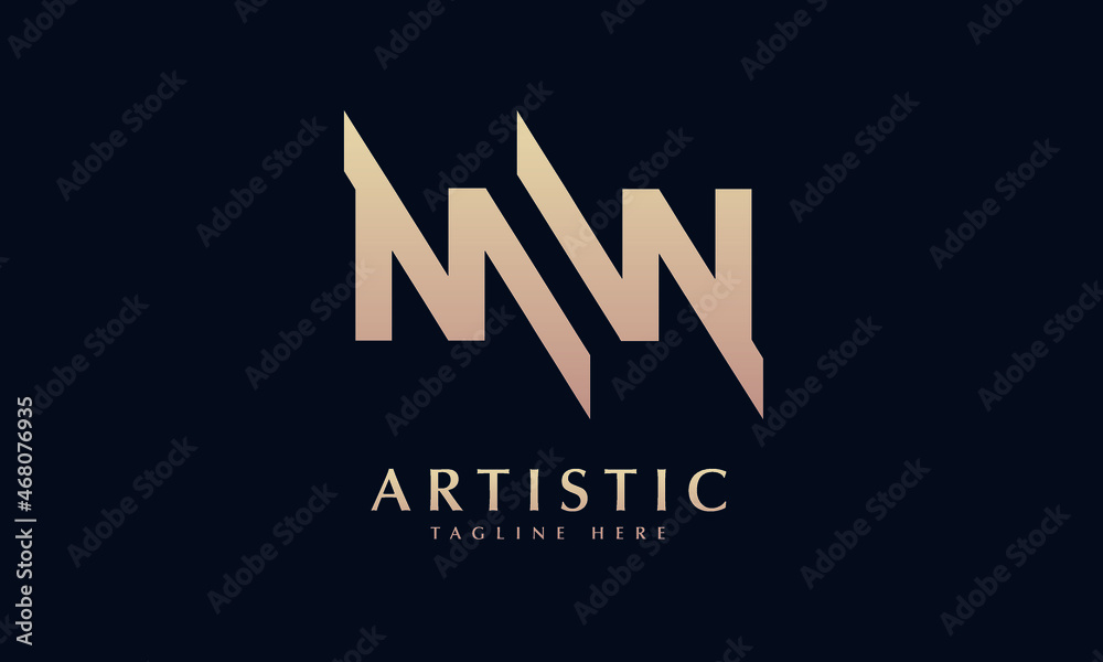 Alphabet MW or WM illustration monogram vector logo template