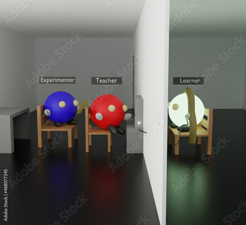 Illustration of the Stanley Milgram Experiment photo