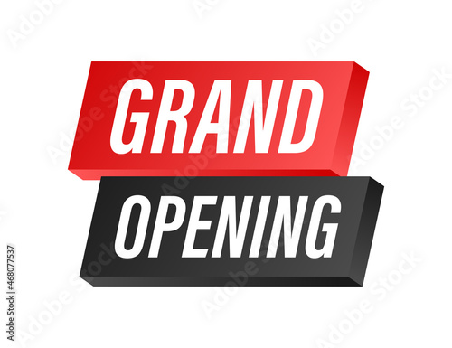 Megaphone label with grand opening. Megaphone banner. Web design. Vector stock illustration