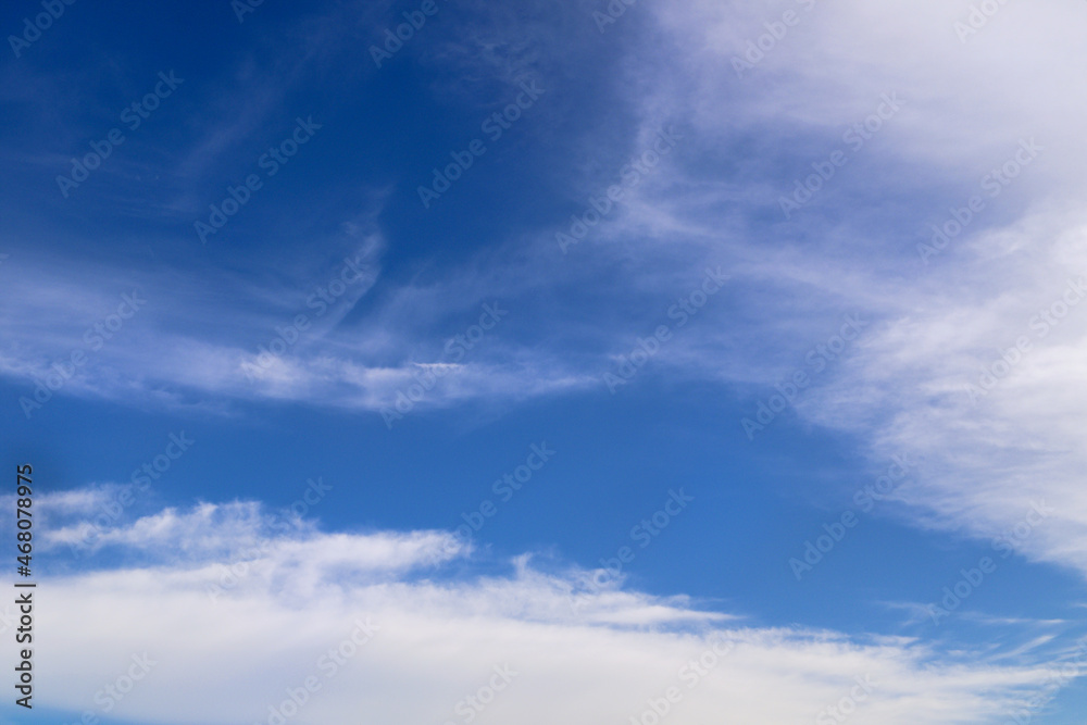 High up angle view of blue sky and partly cloudy in daylight on summer season, sky and cloud background