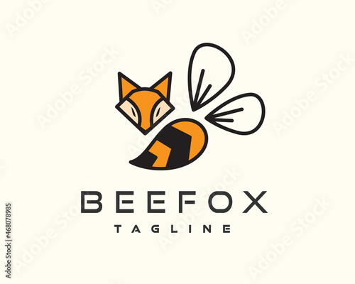 bee fox creative two animal logo template illustration