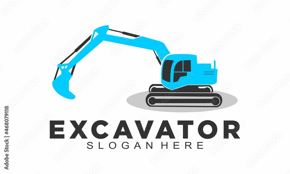 Blue excavator vector logo Blue excavator vector logo