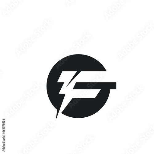 f letter flash thunder bolt icon vector illustration concept design template