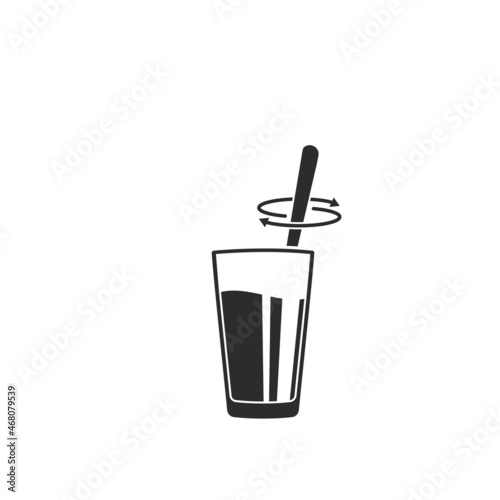 stirring drink with spoon icon vector sign concept design photo