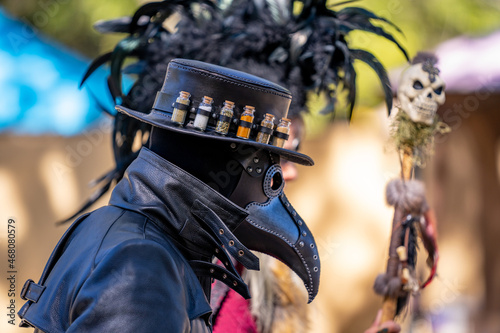Plague doctor bird face mask at Camelot Days Medieval Festival TY Park Hollywood FL