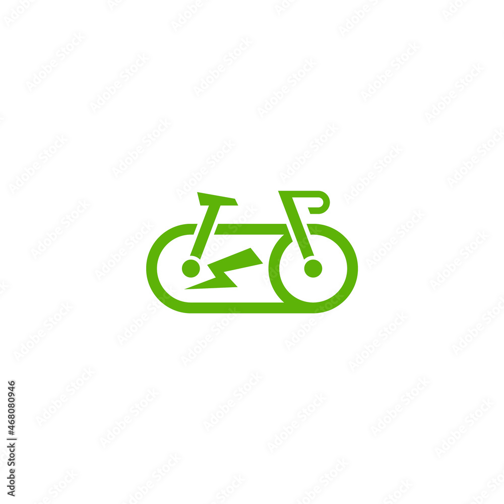 Bicycle and battery combination, company logo design. Bicycle and battery combination, company logo design.