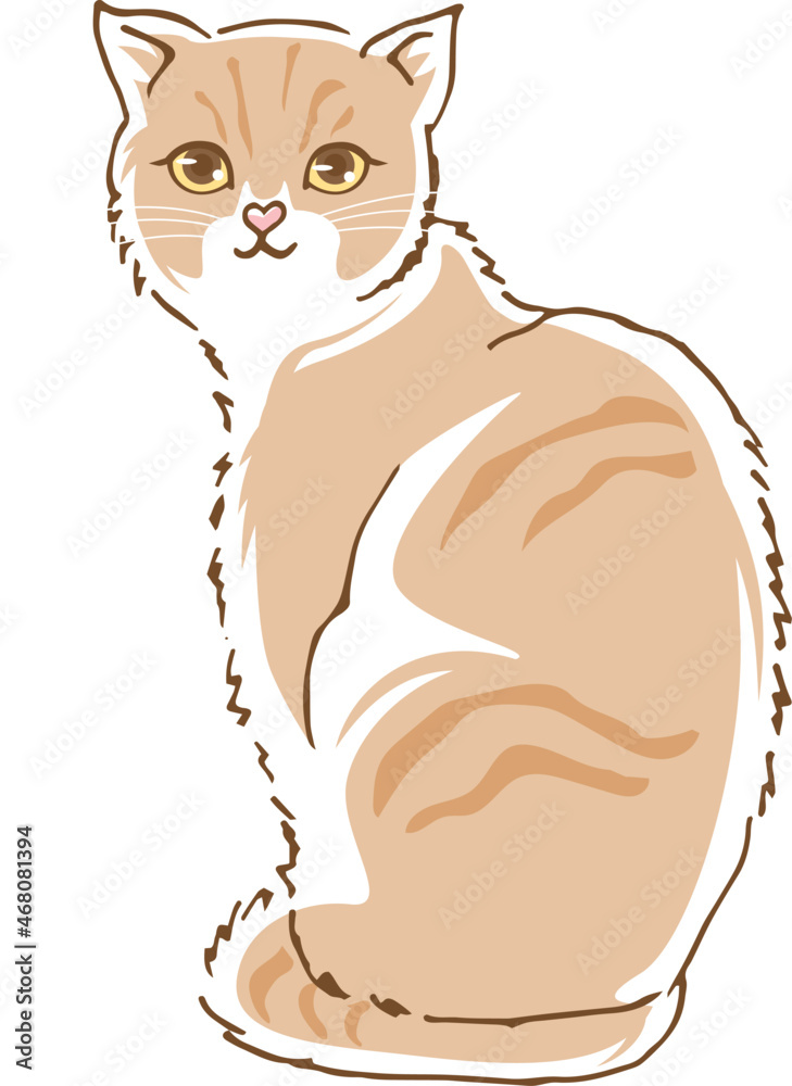 振り向いているかわいい猫のイメージイラスト Stock ベクター Adobe Stock