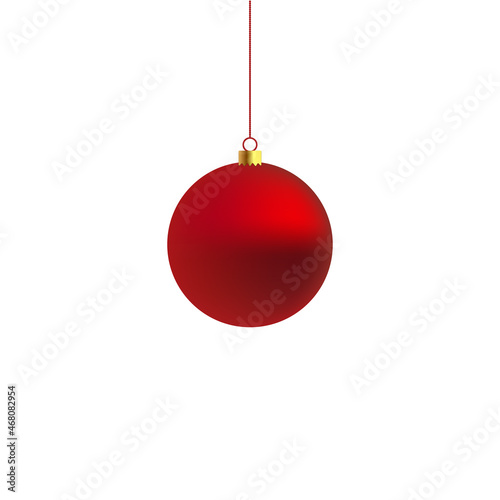 Christmas Xmas ball red color and gold clip, vector Christmas ball, Red, realistic isolated on white background