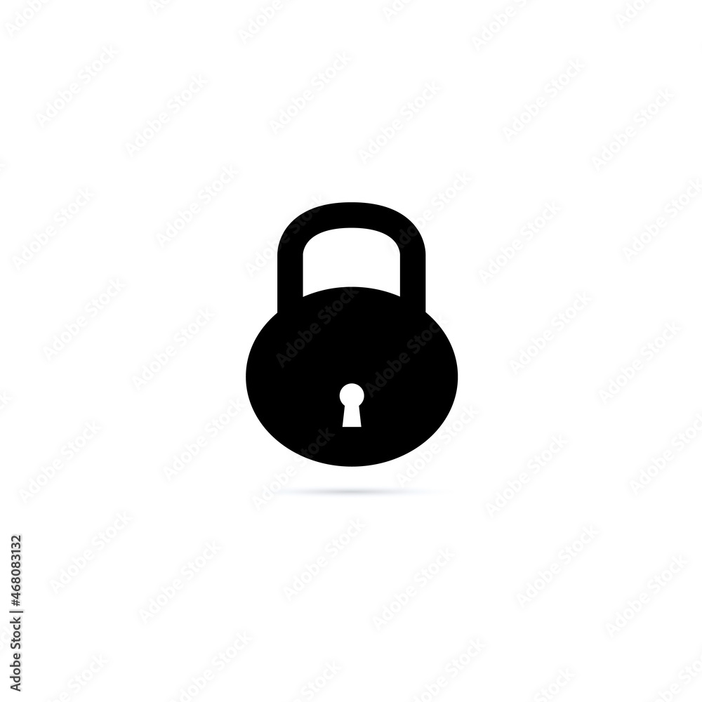 Black isolated icon of oval lock on white background Black isolated icon of oval lock on white background