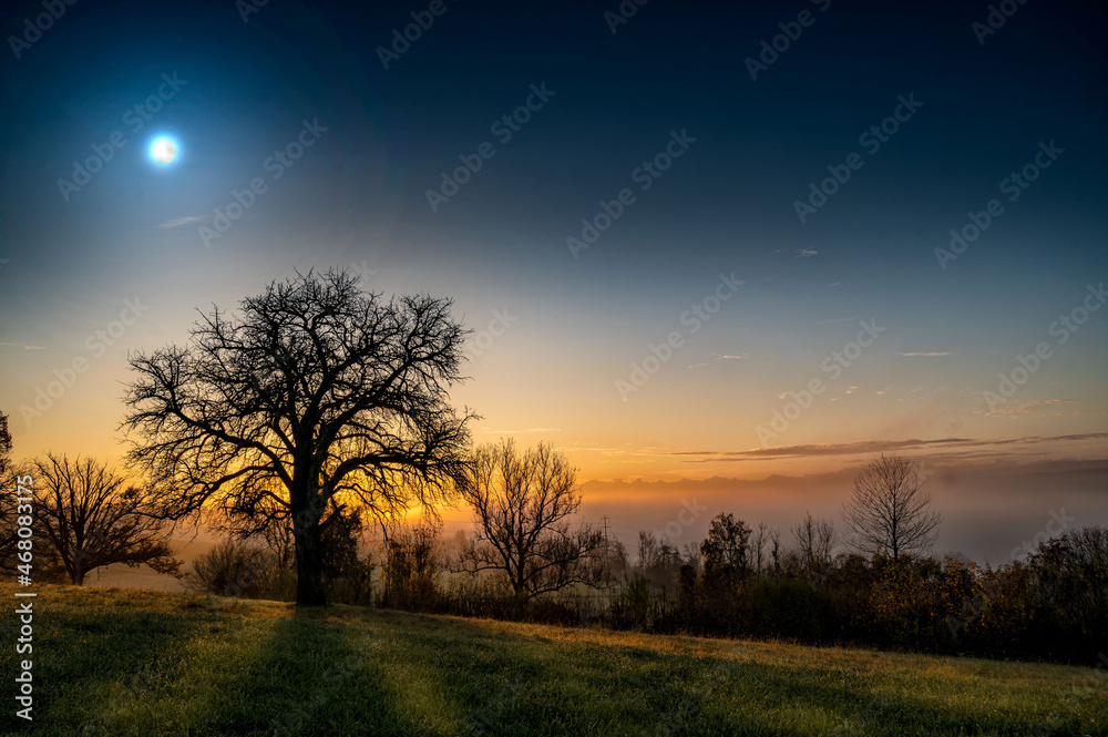  colorfull sunset  with moon 
