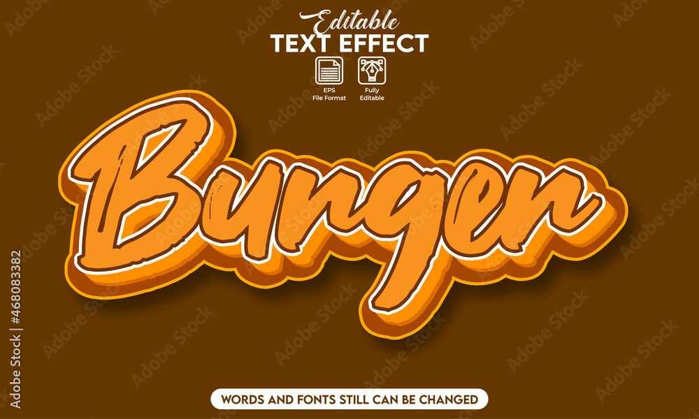 Editable text effect style burger