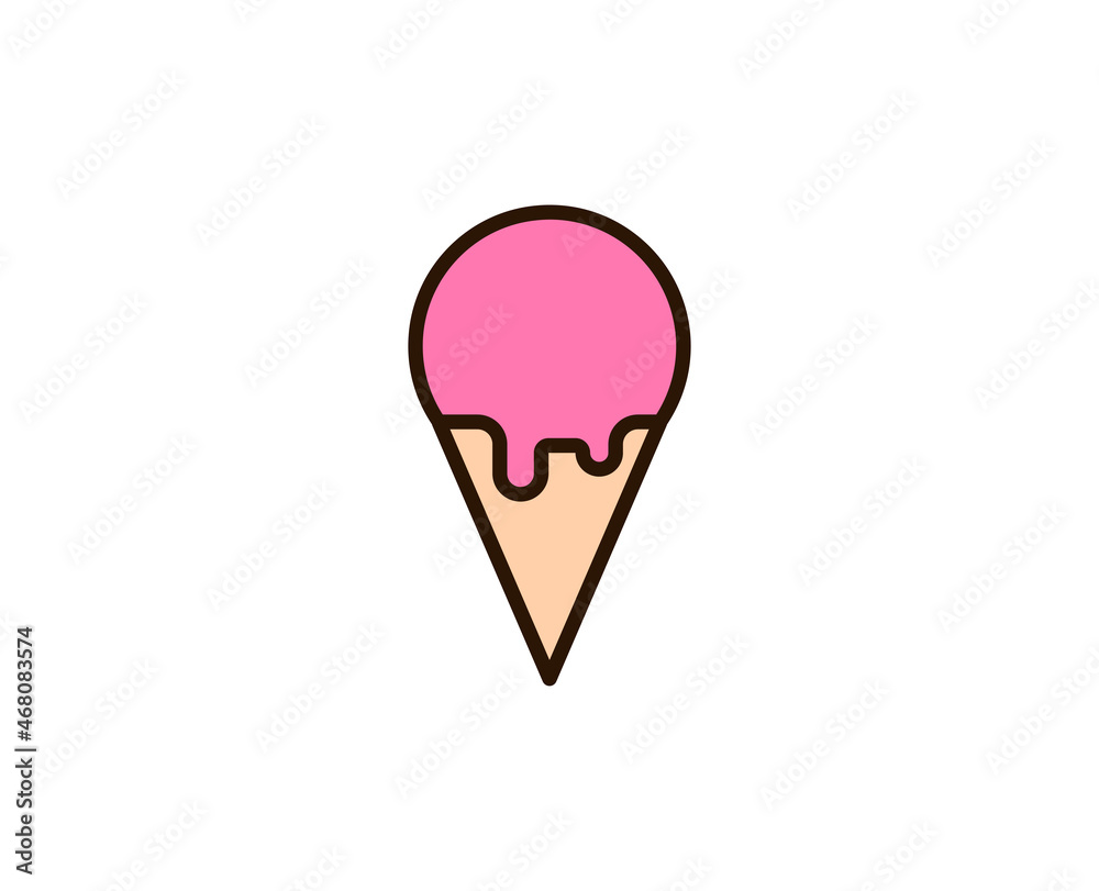 Fototapeta premium Icecream flat icon. Single high quality outline symbol for web design or mobile app. Holidays thin line signs for design logo, visit card, etc. Outline pictogram EPS10