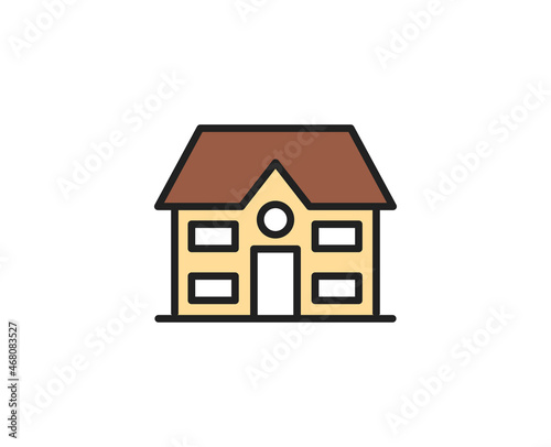 School building line icon. High quality outline symbol for web design or mobile app. Thin line sign for design logo. Color outline pictogram on white background