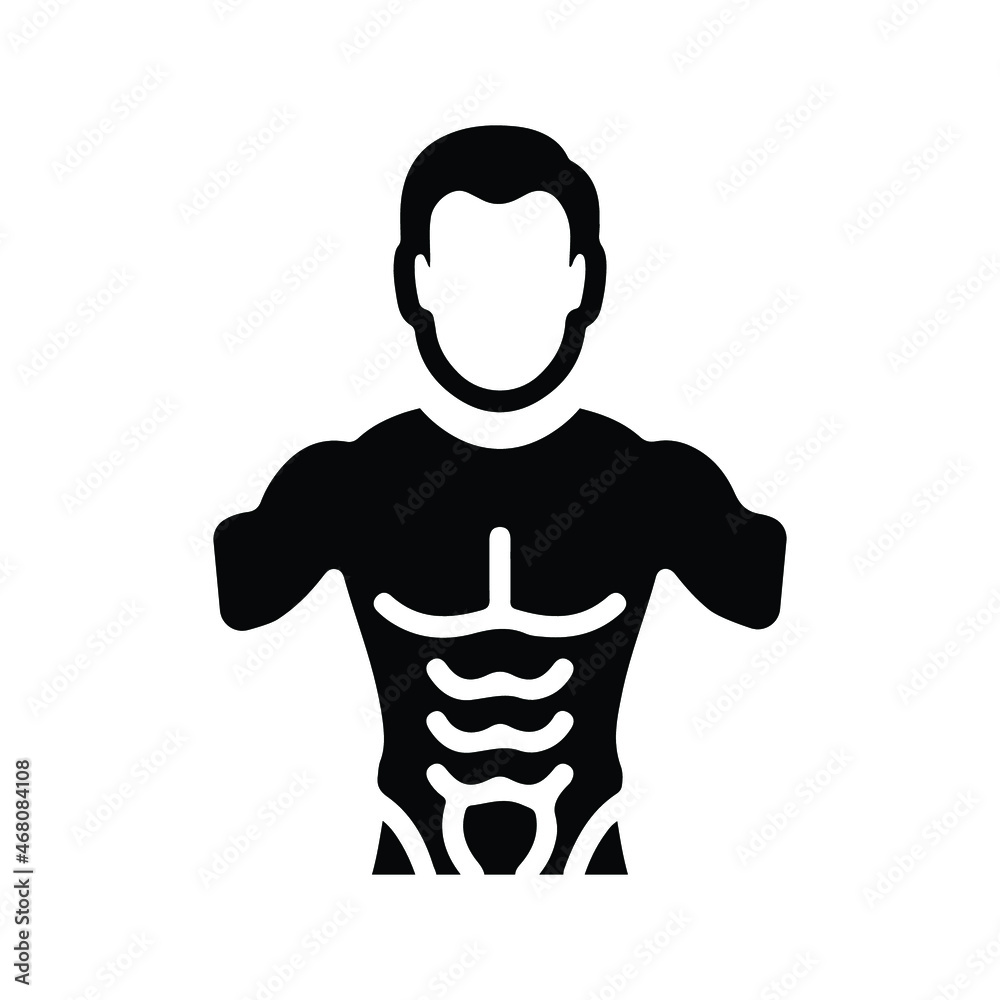 Abs, exercises, muscles icon. Black vector graphics.