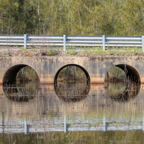 Culverts under a road, Durras Lake, NSW, October 2021
