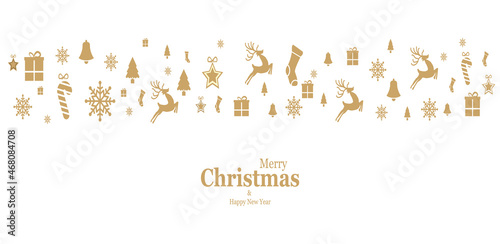 Christmas wide background with golden ornament 