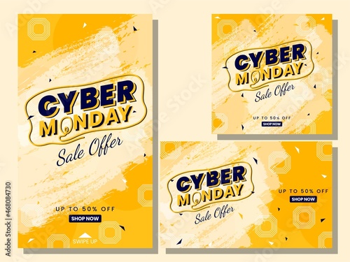 Cyber Monday sale social media post template vector design