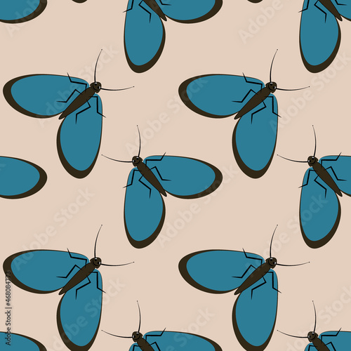 Illustration on a square background - stylized moths - graphics. Summer, insects, unbearable ease of life