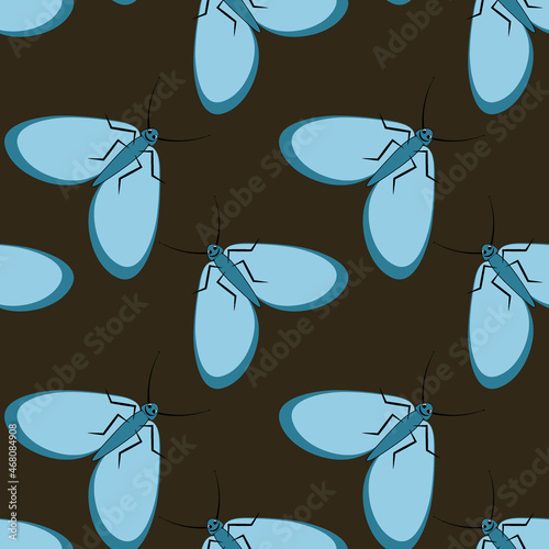 Illustration on a square background - stylized moths - graphics. Summer, insects, unbearable ease of life