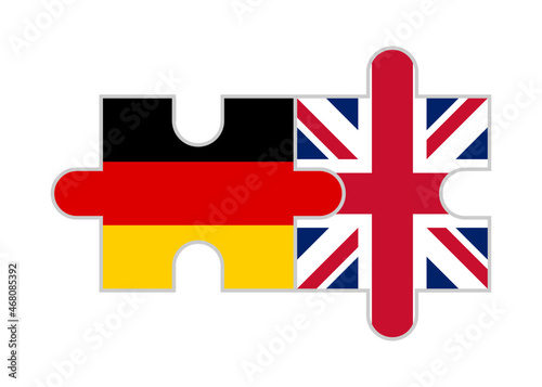 puzzle pieces of united kingdom and germany flags. vector illustration isolated on white background