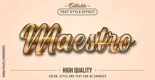 Editable text style effect - Golden Maestro text style theme.