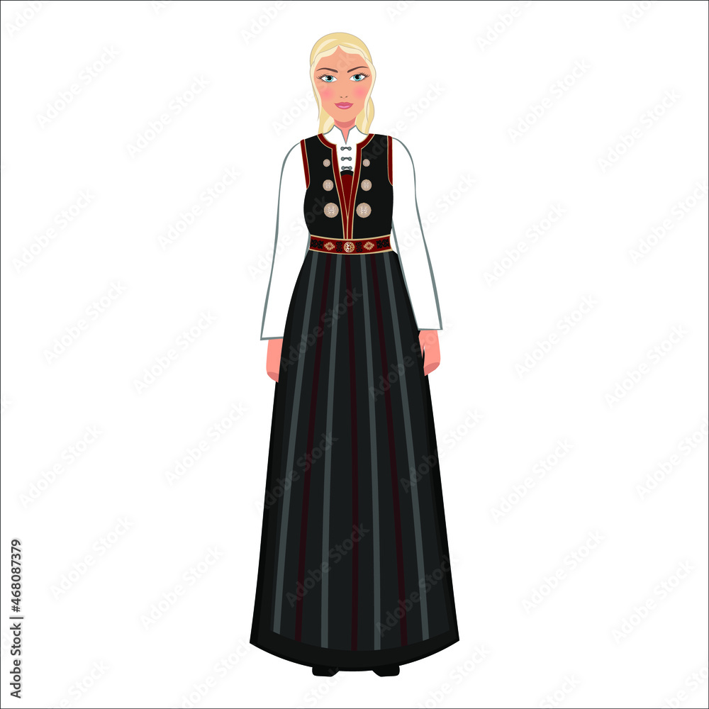 Woman in folk national Canadian costume. Vector illustration