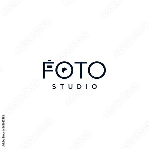 photography logo with camera vector based on text graphic