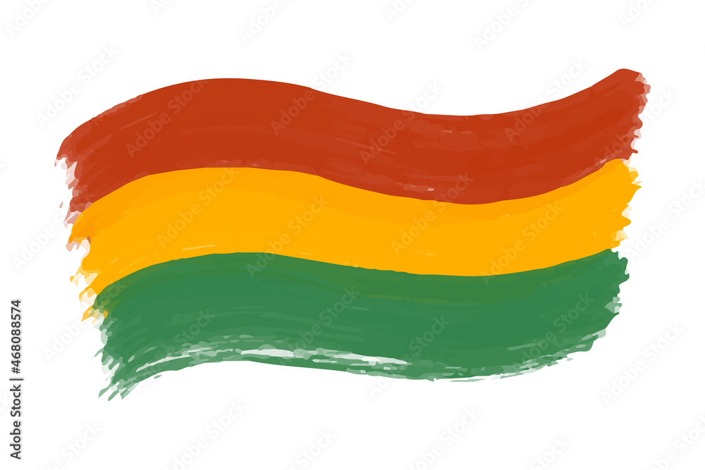 Hand with brush artistic grunge textured Pan-African flag - yellow, green horizontal bands. African American flag vector design for Kwanzaa, History Month, Juneteenth Stock Vector | Adobe Stock