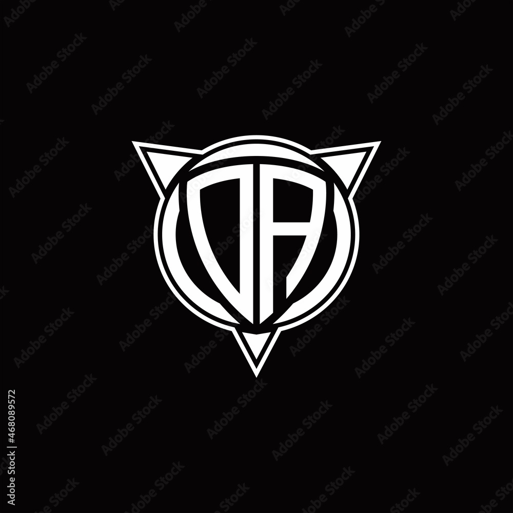 DA Logo monogram isolated with circle shape and three arrow design template DA Logo monogram isolated with circle shape and three arrow design template