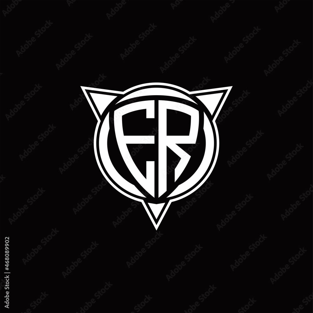 ER Logo monogram isolated with circle shape and three arrow design template ER Logo monogram isolated with circle shape and three arrow design template
