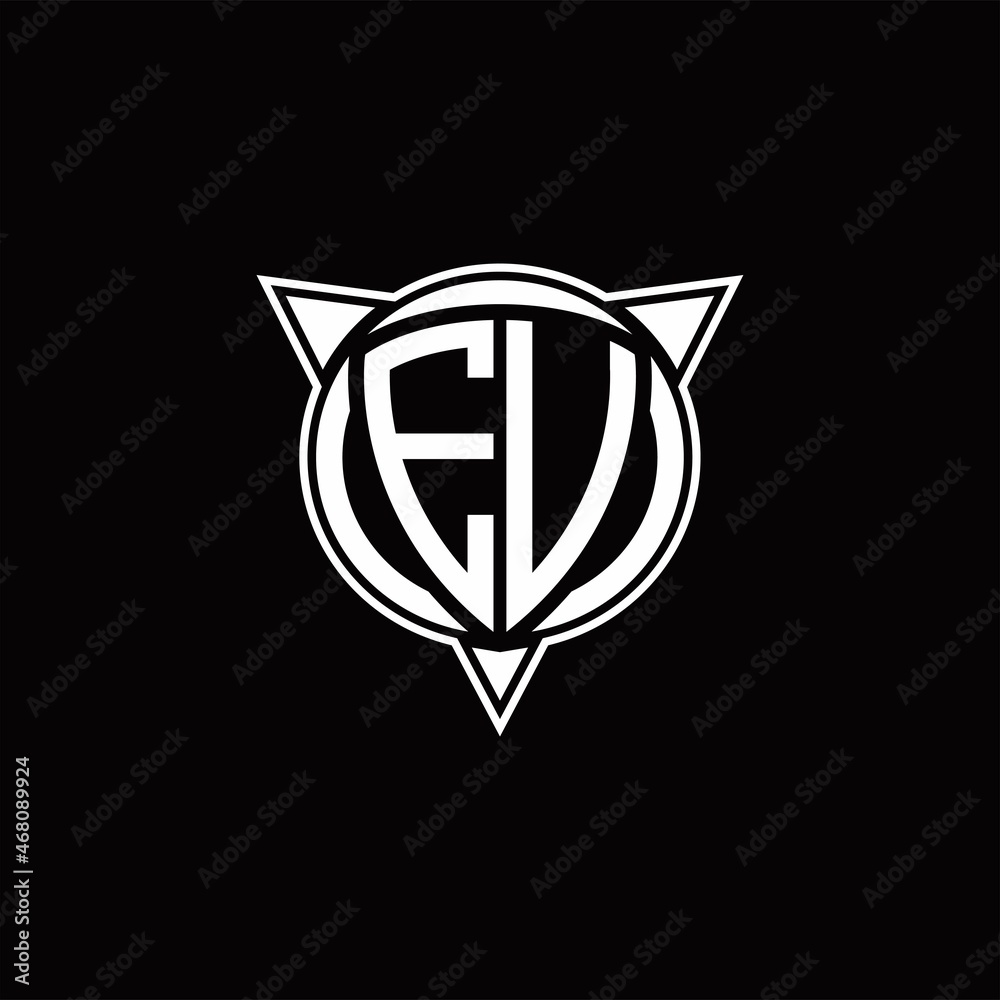 EV Logo monogram isolated with circle shape and three arrow design template EV Logo monogram isolated with circle shape and three arrow design template