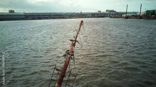 Arial shot old sunken ship north birkenhead dock Liverpool photo